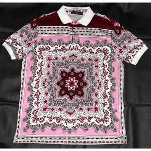 ETRO Milano Men's Short Sleeve All Over Medallion Pattern Polo Shirt Size XL